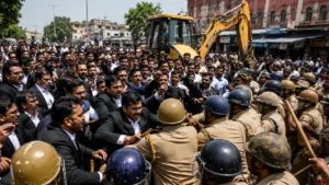 Lawyers Clash With Police During Encroachment Removal Drive Near Lucknow Court Following Allahabad HC Order